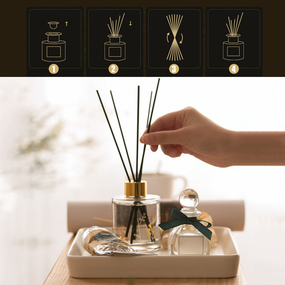 100pcs/Lot Black Aromatherapy Stick Rattan Reed Fragrance Oil Diffuser Replacement Refill Sticks Party Home Bathrooms Decor